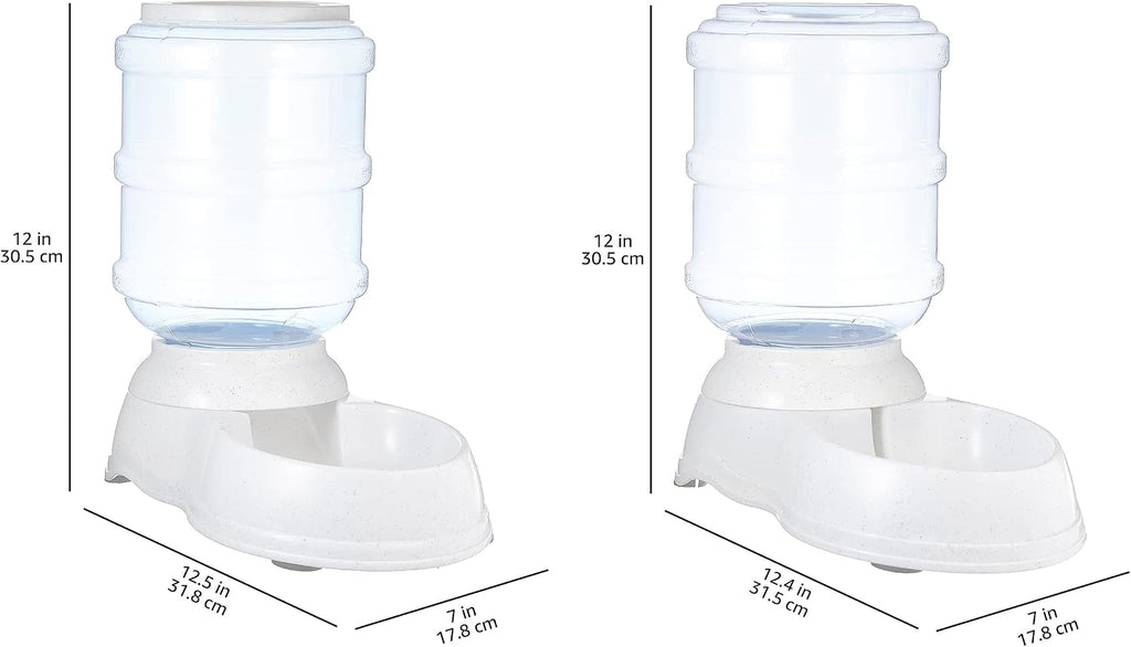 Amazon Basics Automatic Pet Water Dispenser and Gravity Food Feeder Set for Cat and Dog, Easy to Clean, 152fl.oz food feeder, 135.3fl.oz water dispenser, Small, Pack of 2