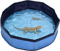 Eooqi Foldable Bearded Dragon Bathtub, Blue 19 x 3.5 in Pet Bath Pool,Collapsible Non-Slip Reptile Water Tub for Small Dogs, Cats & Turtles, Reinforced Bottom for Stability
