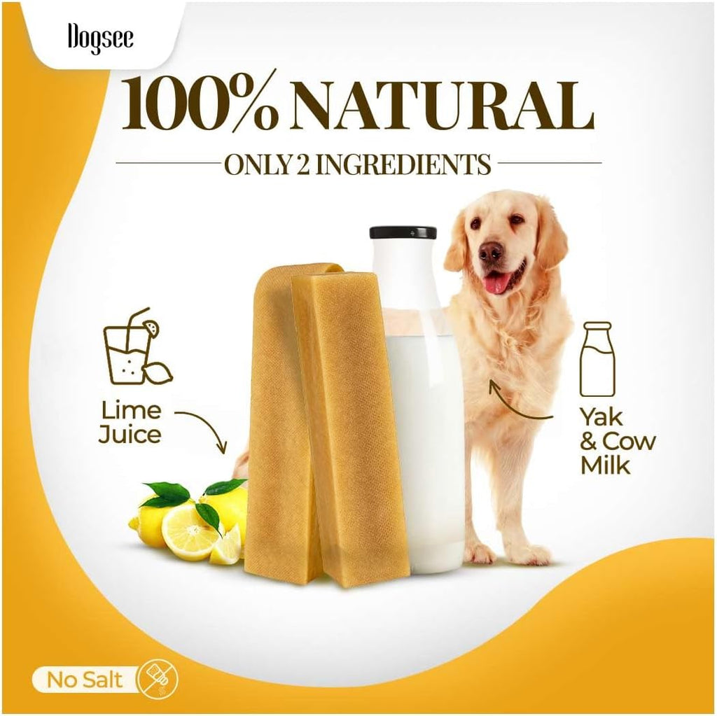 Dogsee Yak Chews for Dogs 1lb (Medium - 6 Bars), 100% All Natural, 60% Protein, Dog Treats Medium Breed, Yak Chews Long Lasting for Aggressive Chewers, Raw Hide Free