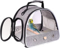 Small Bird Travel Carrier, Portable Bird Travel Cage for Parakeet, Parrot, Budgie, Guinea Pig, Bearded Dragon Reptile Carrier for Hiking Vet Visit Bicycle Ride (Grey)