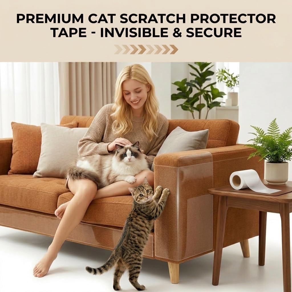 197"x12" Anti Cat Scratch Furniture Protector, Flexible Anti-Claw Couch Furniture Guard for Sofa, Beds, Doors, Tables and Walls, Clear Pet Scratch Deterrent