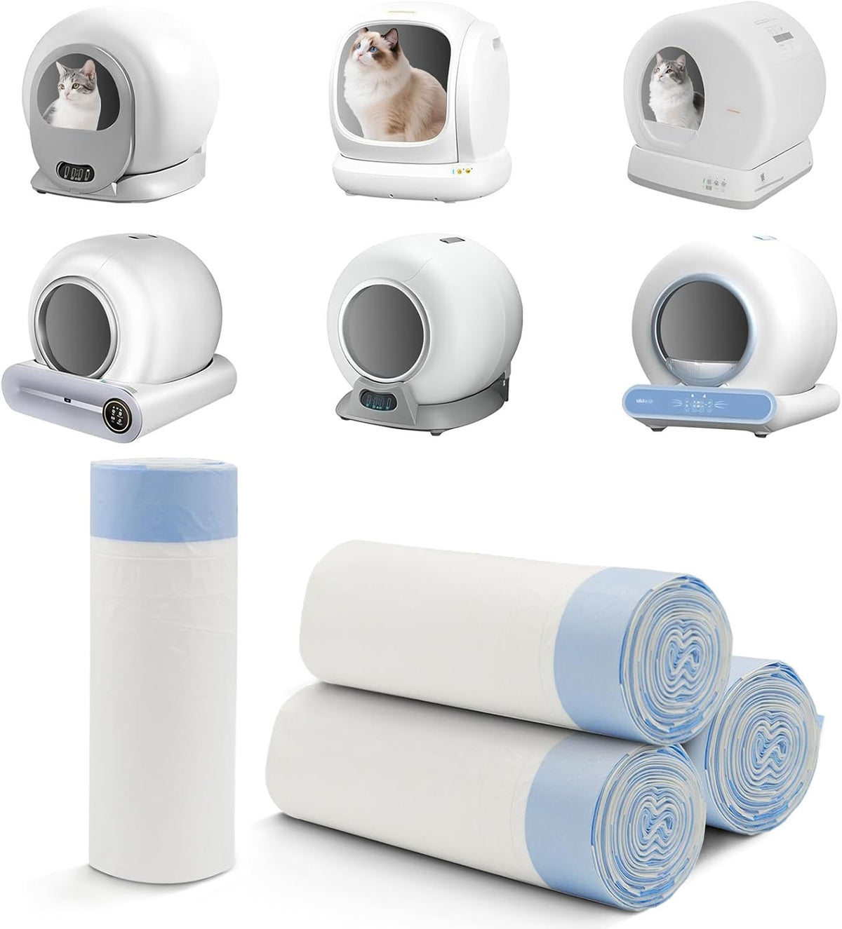 17.5"Opening x 18"L Cat Litter Box Liners for Self-Cleaning Cat Litter Box, Replacement Automatic Litter Box Liners, 4 Rolls Drawstring Trash Bags for Robot, Extra Thick（4 Packs/80 Counts）