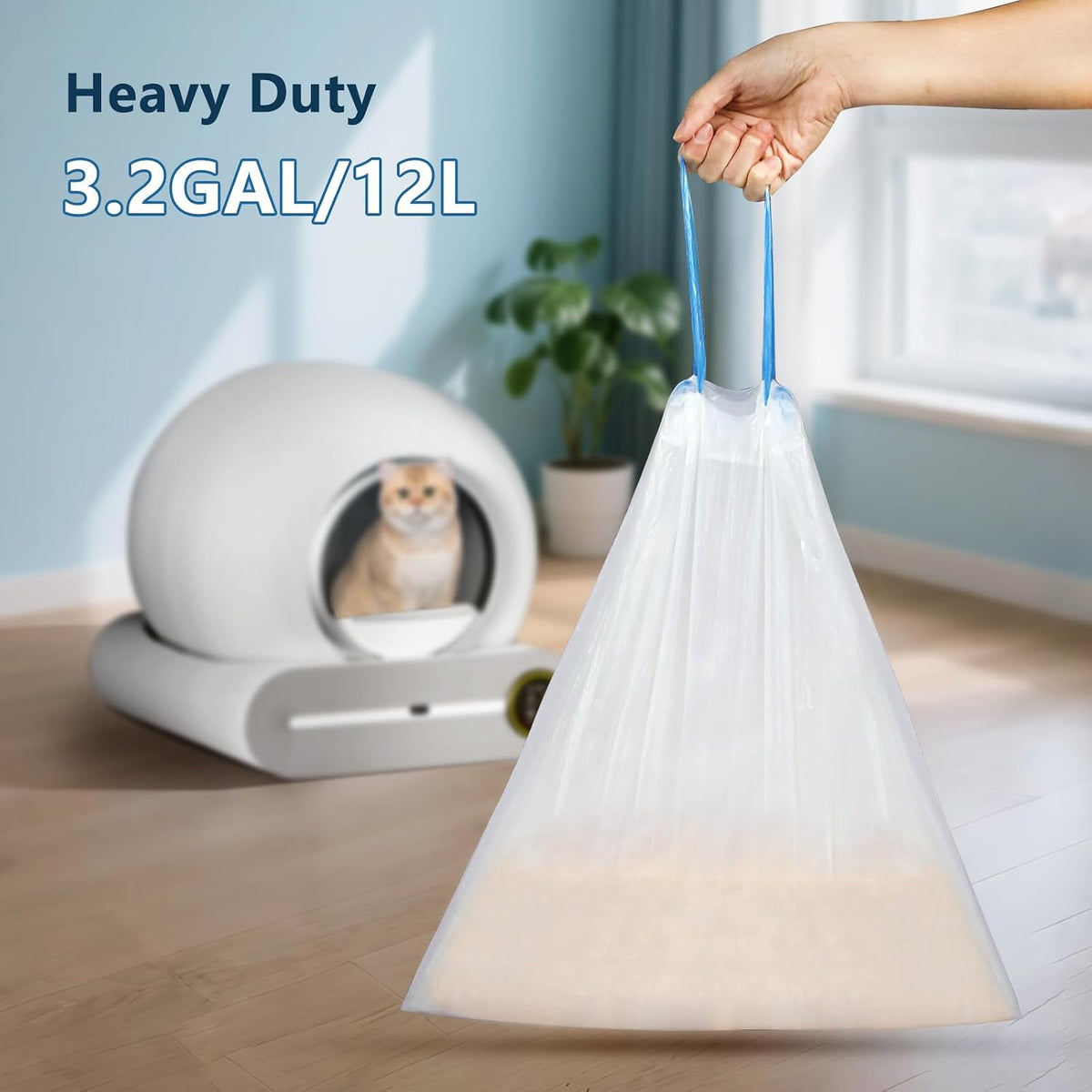 Kitcanis 120count Cat Litter Box Liner Automatic Litter Box for Cat Polyethylene Compatible with MeoWant MW-SC01/MW-SC02 1.5 Mil Heavy Disposable Scent Free 22lb Load, 17.7 x 19.68 in