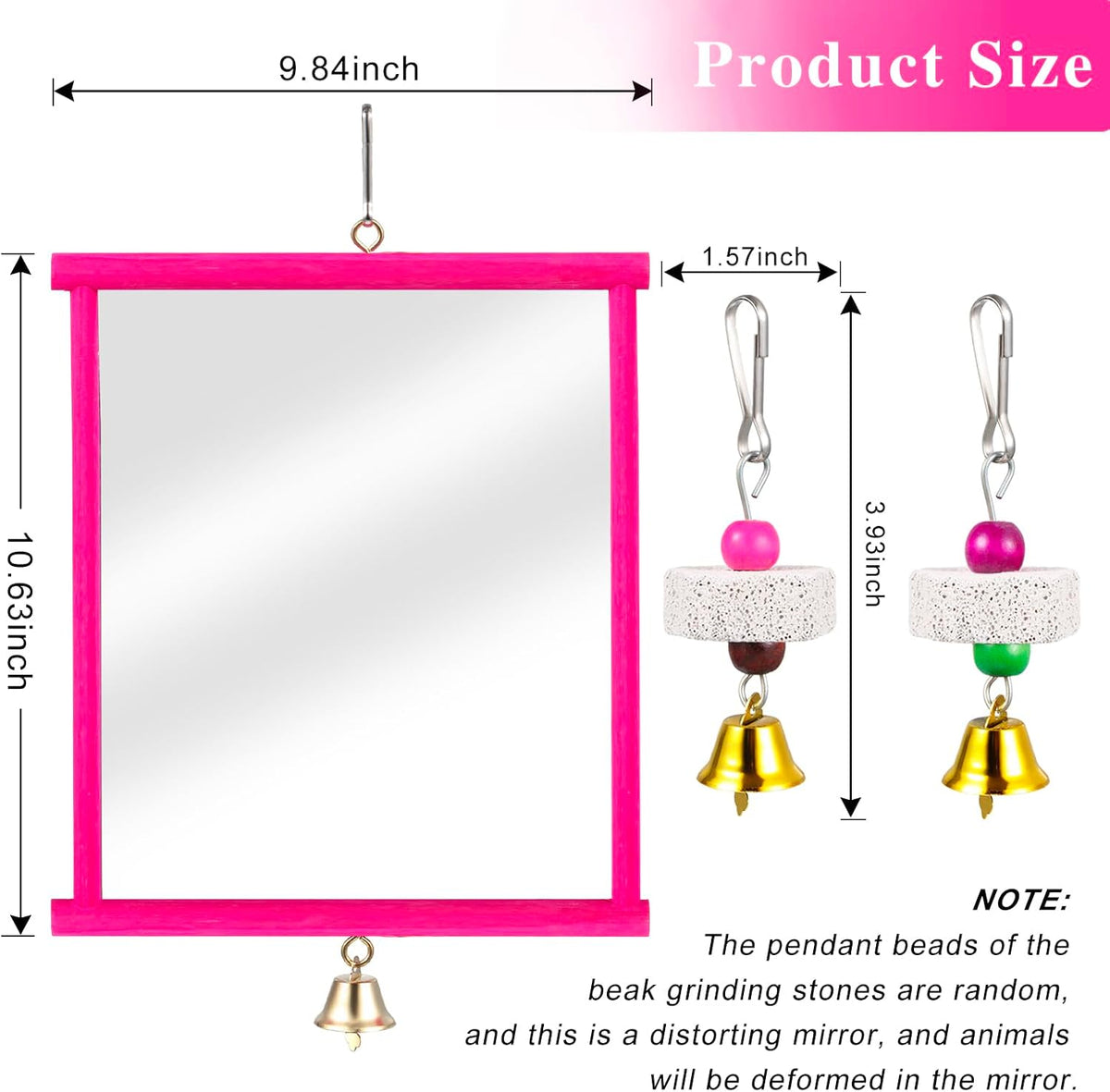 Sumind 2 Pcs Chicken Mirror Toys, Rose Red,Yellow, 9.84 x 10.63 Inches