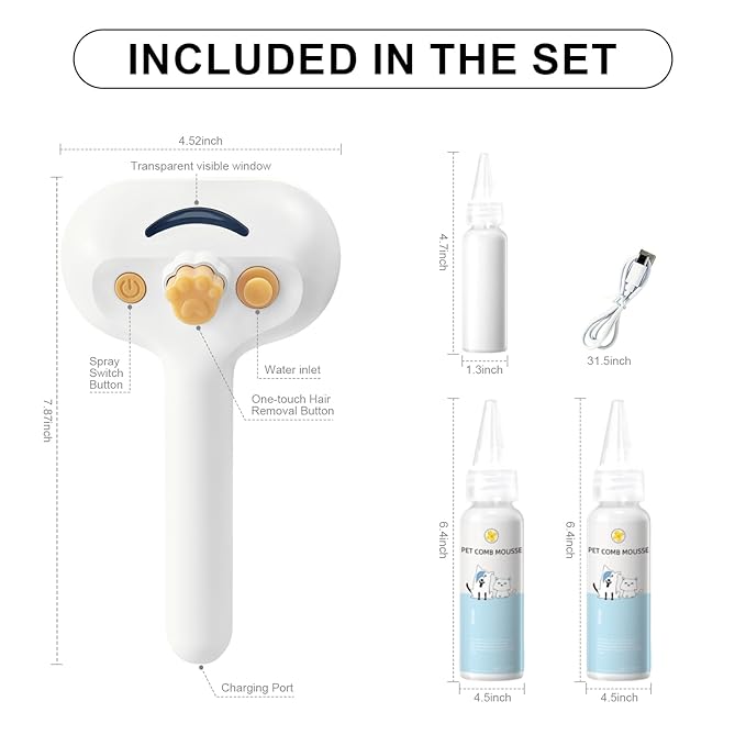 Pet Steam Brush for Dog & Cat – shower bath brush – Steam for Shedding & - Image 8