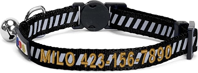 Pawtitas Personalized Black Reflective Cat Collar – Adjustable Custom Collar - Image 2