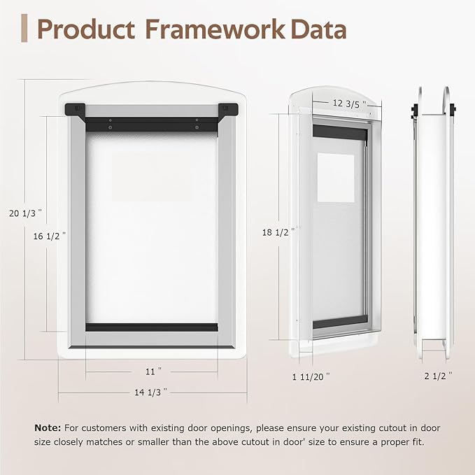 Large Dog Door for Door，Dog Door for Exterior Door Stainless Steel Frame - Image 2