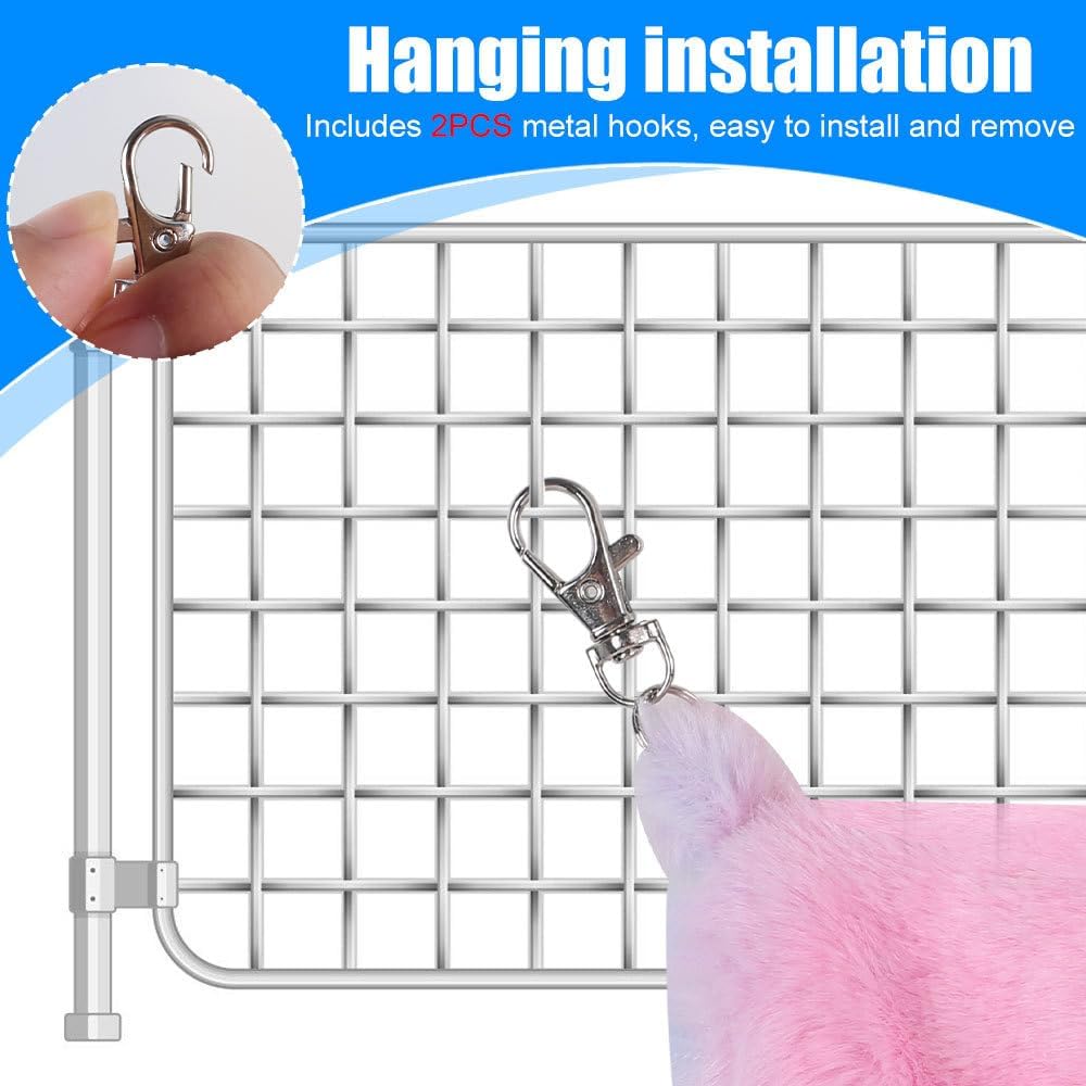 MiOYOOW Sugar Glider Sleeping Pouch, Warm Plush Hamster Bed with Cute Ear Colorful Cage Hanging Small Animals Nest for Guinea Pig Ferrets
