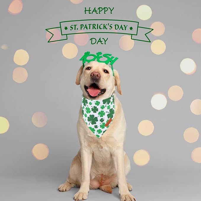 PTDECOR St. Patrick's Day Dog Bandana, Reversible Dog Scarf - Image 2