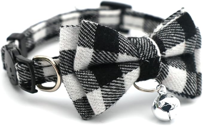 White Plaid Dog Bow Collar - Image 6