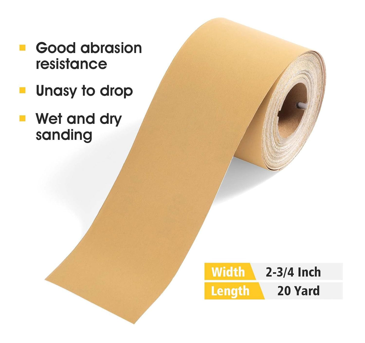S SATC 400 Grit PSA Longboard Sandpaper 20 Yard Long Continuous Roll, 2-3/4" Wide Self Adhesive Stickyback Sanding Sheets for Automotive, Hand Sanding Blocks,Woodworking, Metal, Plastic