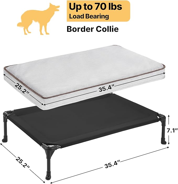 Veehoo Elevated Dog Bed with Waterproof Cushion Mat, Cooling Raised Dog Beds - Image 6