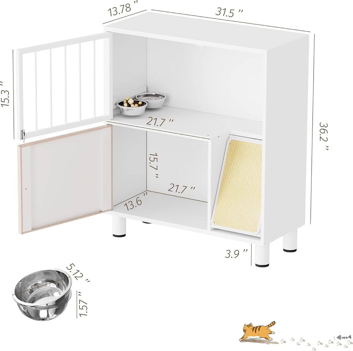 Metal Cat Feeding Station, Dog Proof Cat Feeding Station, Pet Food Storage