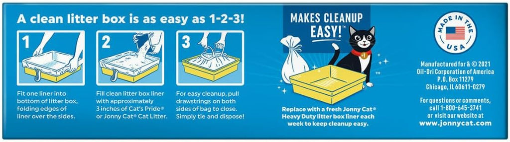 JONNY CAT Litter Box Liners, Heavy Duty Drawstring Liners, Pack of 4 Boxes, 5 Liners per Box, 3 FT X 18 IN, Tear Resistant