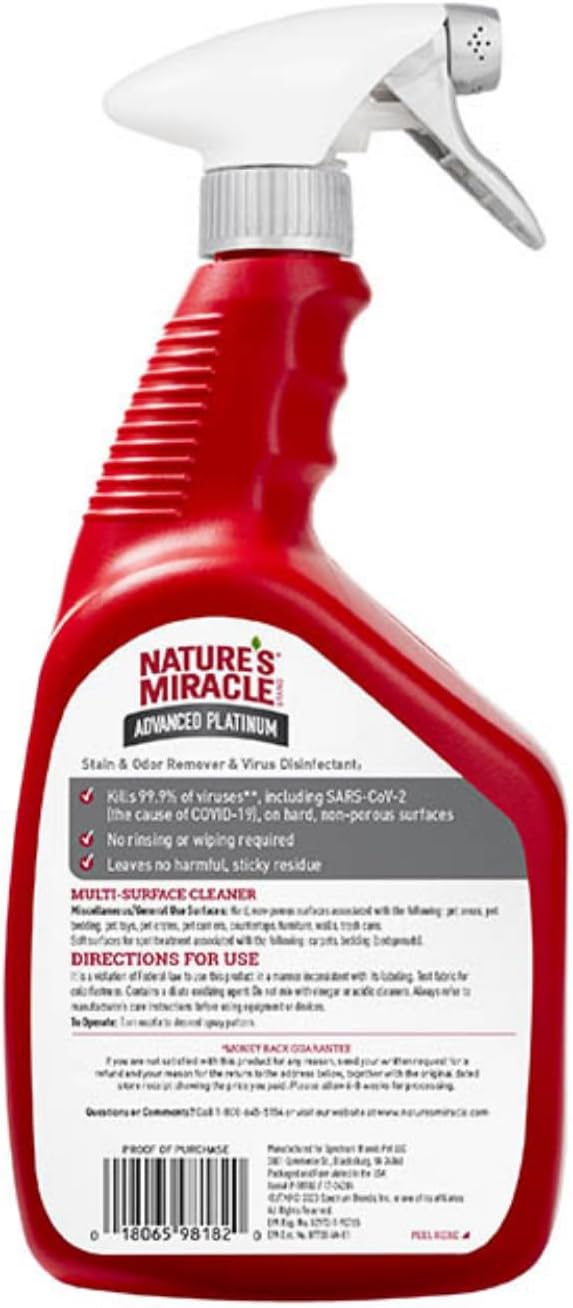 Nature's Miracle Advanced Platinum Cat Stain & Odor Remover, 32 oz