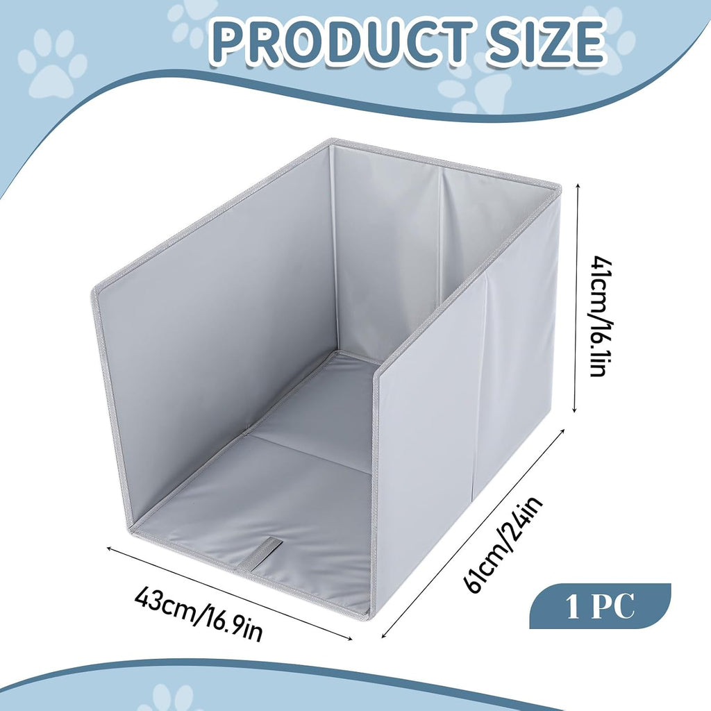 Kifmurase Foldable Cat Litter Box Enclosure, All-in-One Box Splash Guard for Pet Litter Pan, Open Top Side Shield Pad with 2 Hooks for Scoop and Removable Mat, Easy Clean Pee Pad Holder, 24x17x16 Inch