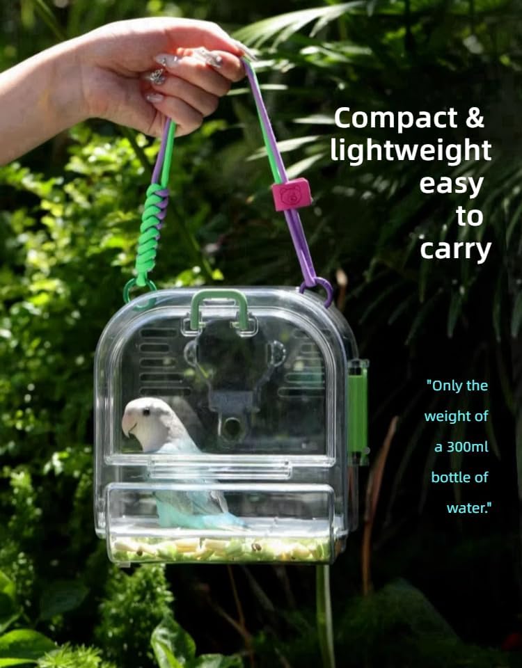 Portable Plastic Bird Cages Lightweight Waterproof Ventilated Travel Bird Cage for Pets Ideal for Outdoor Use Easy to Carry Bird Carrier Perfect for Small Birds and Budgies (Green)