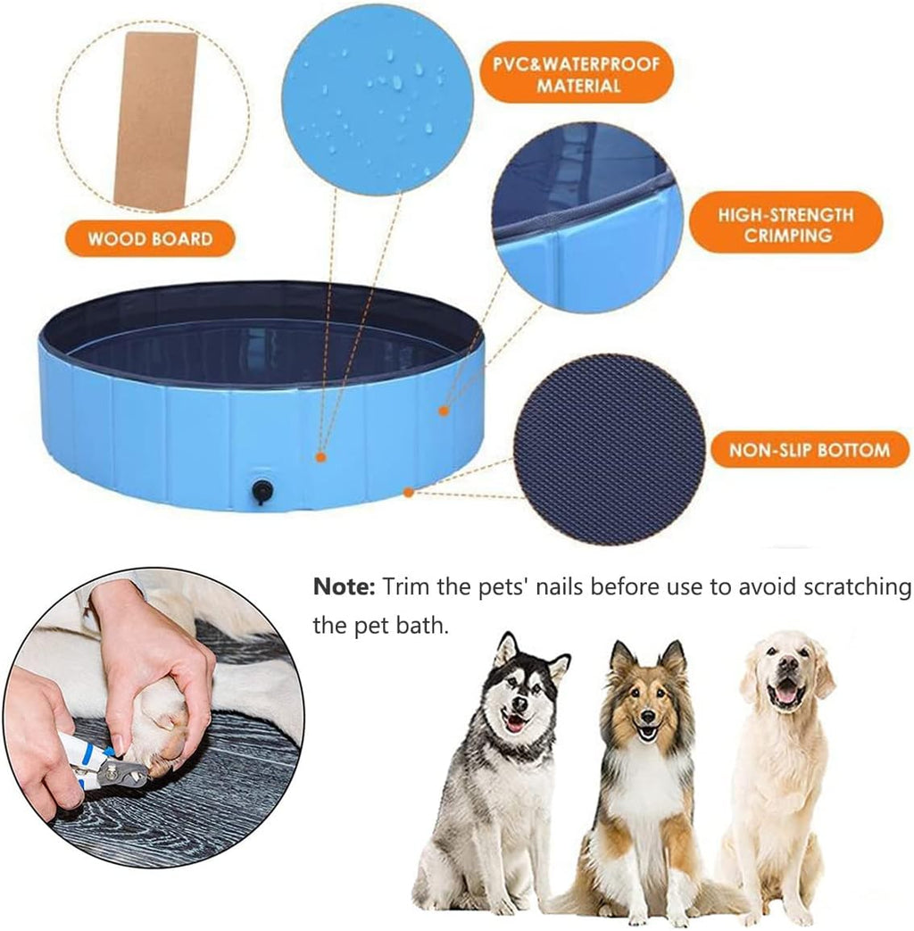 Dog Pool Foldable pet Pool Dog Swimming Pool Portable Suitable for Indoor and Outdoor use (32x8in)