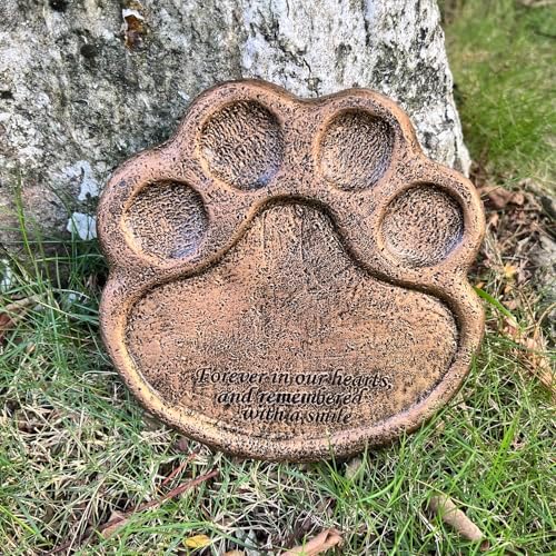 Paw Print Pet Memorial Garden Stone and Sympathy Poem Pet Grave Headstone Tombstone Garden Stepping Stone Loss of Pet Gift
