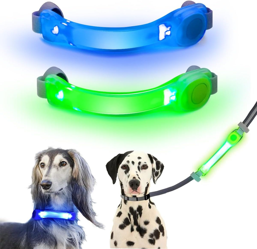 2 Pack LED Light for Dog Leash Harness, Light Up Dog Collar with Nylon Stickers, Waterproof Glow Light Easy to Attach to Collar Leash and Harness, Safety LED Light Up Band for Dogs at Night Walking