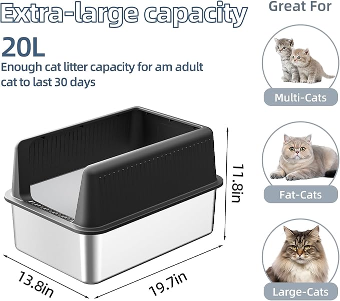 2PACK Stainless Steel Cat Litter Box - Image 2