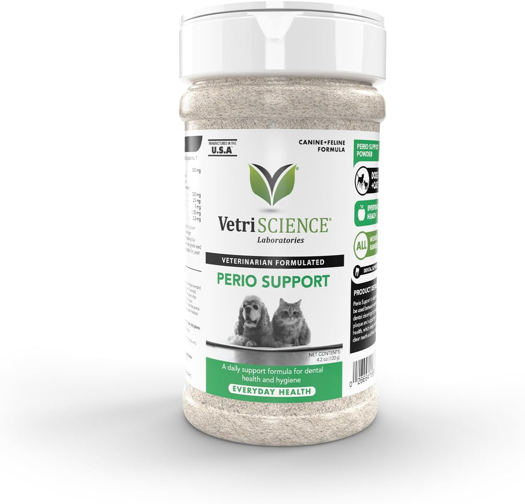 VetriScience Cat & Dog Dental Powder 192 Servings + Vet's Best Dog Toothbrush & Toothpaste Kit