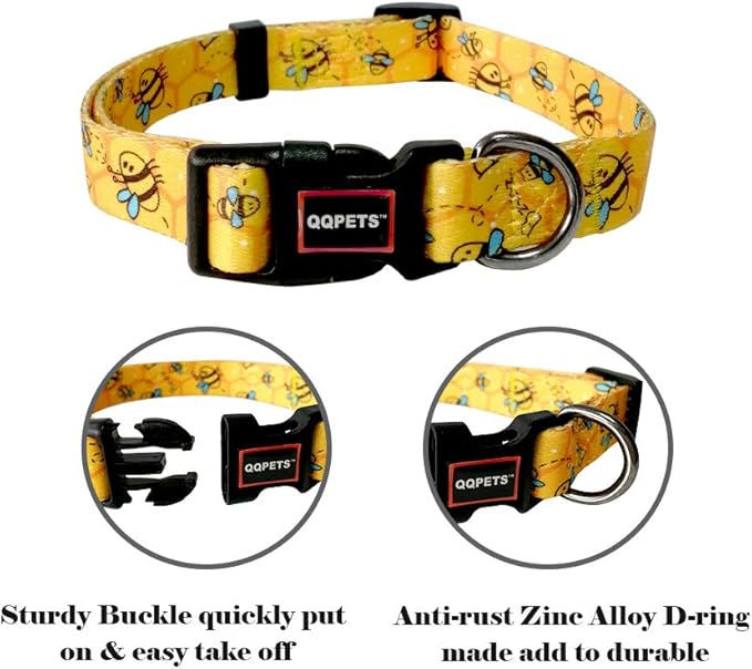 QQPETS Adjustable Soft Dog Collar: Print Flower Pink Multicolor Cute Patterns - Image 2