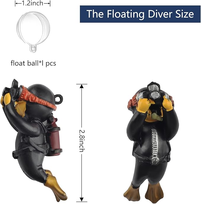 onesimcr Floating Fish Tank Decorations, Aquarium Decorations, Lovely Diver - Image 3