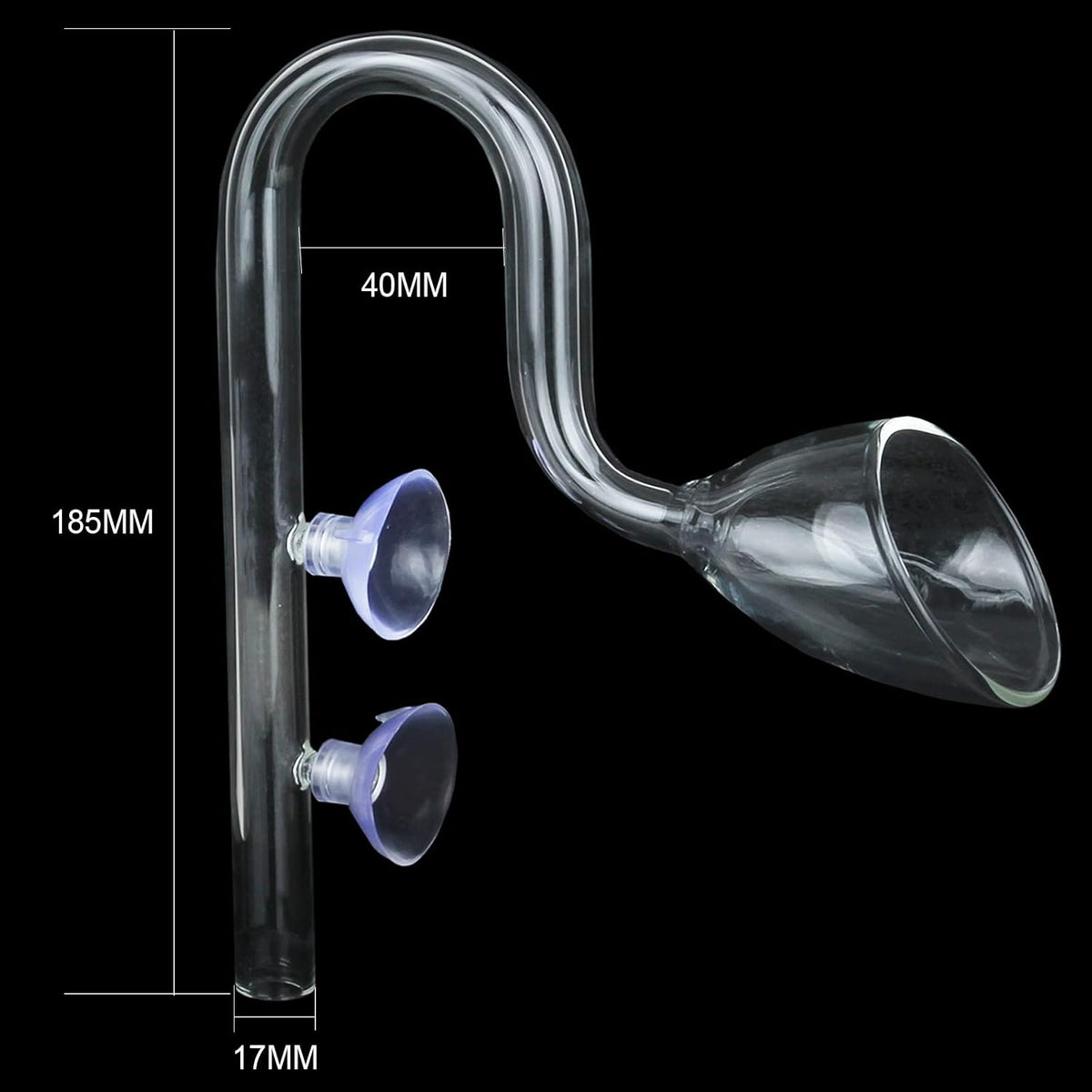 Lily Pipe Glass Inflow Outflow Set Aquatic U Shape Inflow Pipe Set for Aquarium Planted Tank Filter 17mm for 16/22mm(5/8" ID) Tubing
