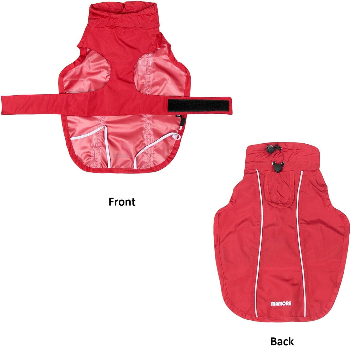 Adjustable Waterproof Dog Raincoat for Dogs,Lightweight Pet Rain Jacket Puppy Clothes with Reflective Strip for Small Medium Large Dogs (Red, Small)