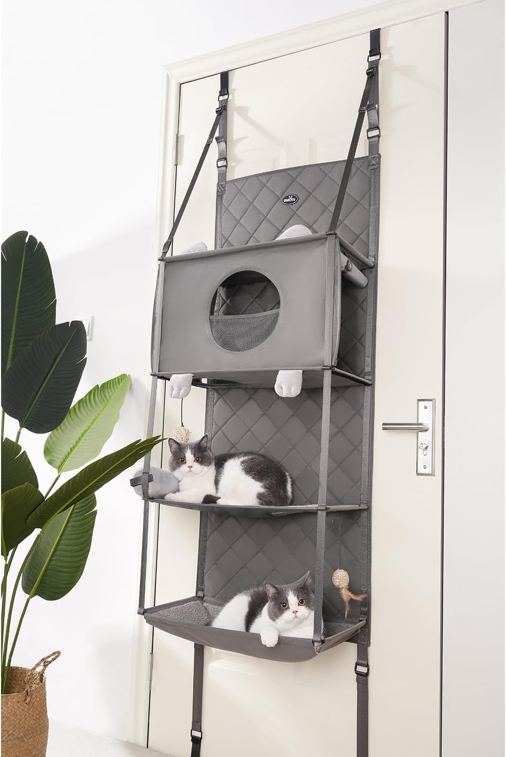 Hanging Cat Tree,Door Mounted Climber Cat Hammock for Indoor,4 Story