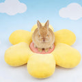 Rabbit Bed Mat, 14.9"X14.9" Soft Flower Shaped Bunny Bed, Washable Daisy Bunny Mat Double-Sided Reversible Plush Mat for Rabbit, Bunny, Cats, Dogs Yellow