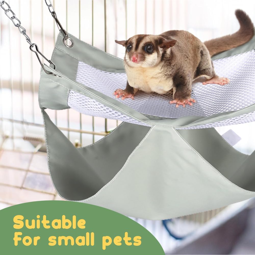DONGKER Hamster Hammock,Hanging Double Layer Ferret Rat Hammock with Stainless Steel Hanging Chain Buckle for Small Animals Hiding Sleeping