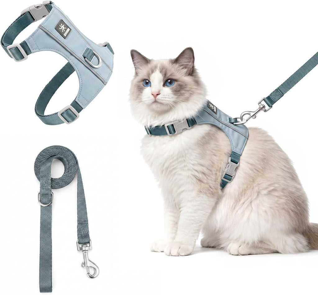 Cat Harness and Leash Set, Escape Proof Soft Kitten Vest with Reflective Strips, Tear-Resistant Taffeta Adjustable Harness for Small Cats Outdoor Walking