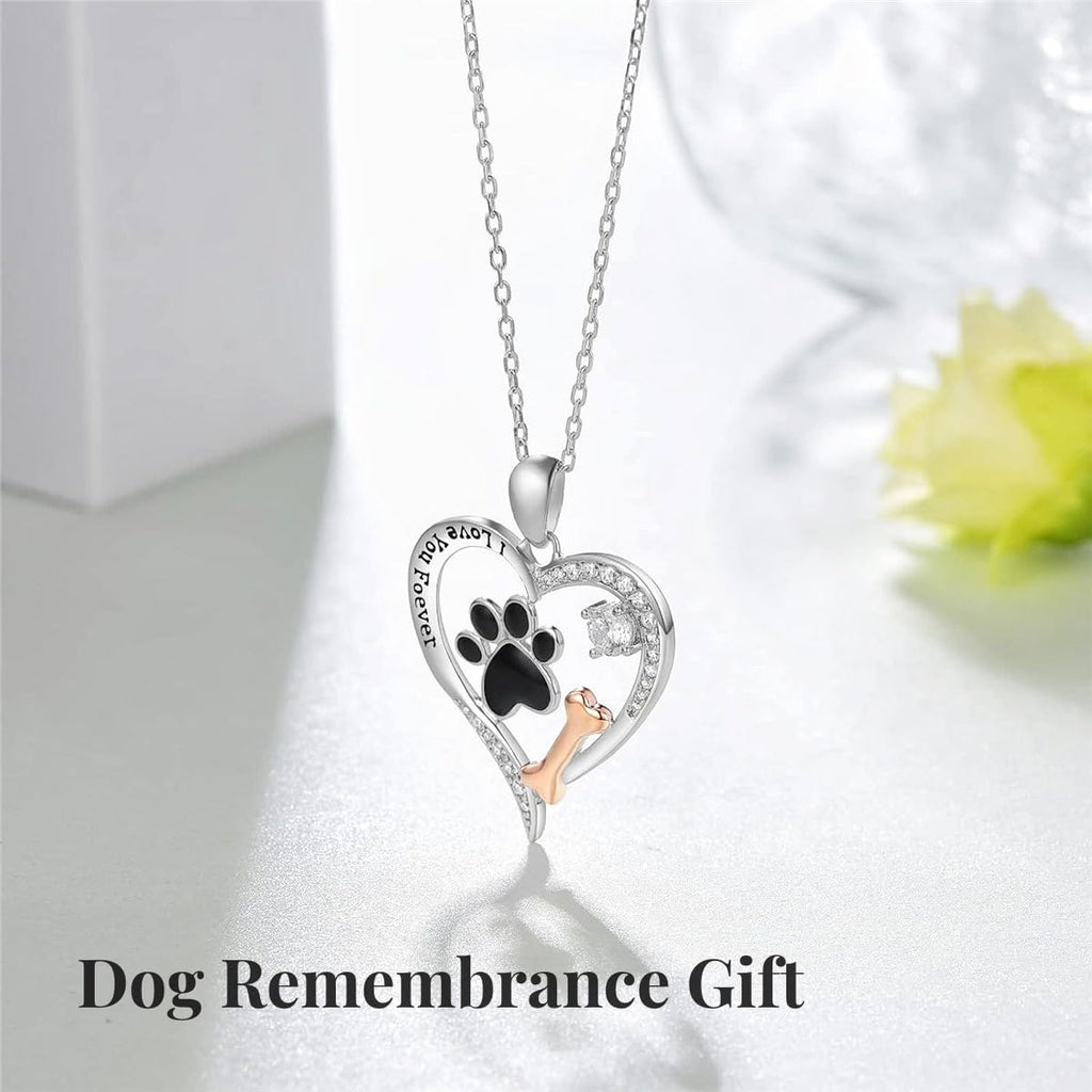 Cynlsum Dog Memorial Gifts Remembrance Necklace: Loss of Dog Sympathy Gift- Personalized Pet Necklace for Women Pet Lovers- Bereavement Gift Keepsake Passing Away Gifts Heart Shape