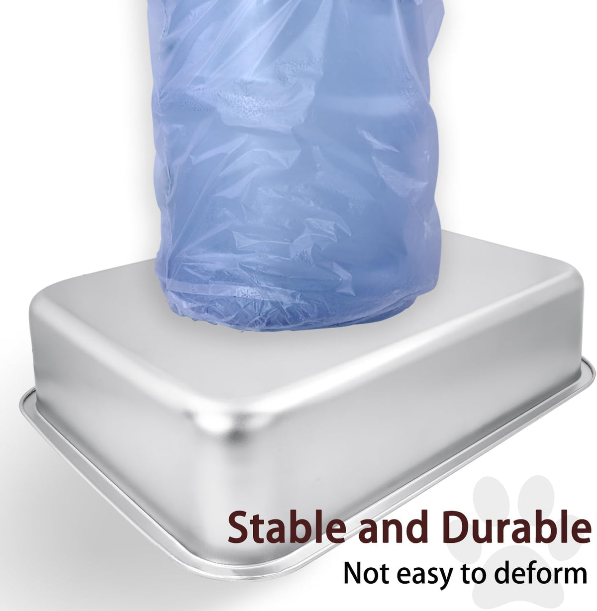 Small Stainless Steel Litter Box, 17.5"×13.6"×4"