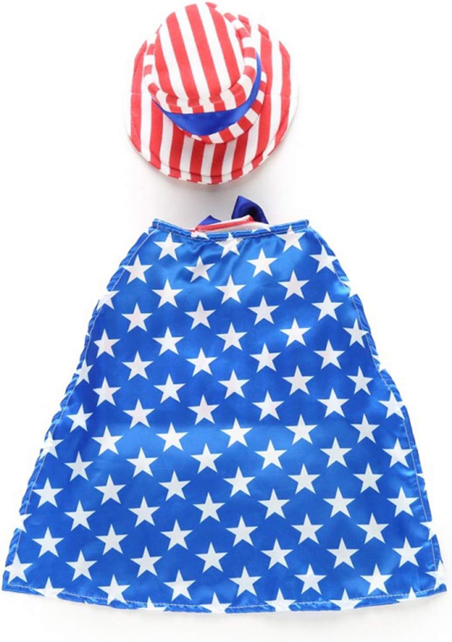 GabeFish Dog 4th of July Dress, Uncle Sam Costume for Pets, Cats Independence Day Clothes Apparel Boy Small
