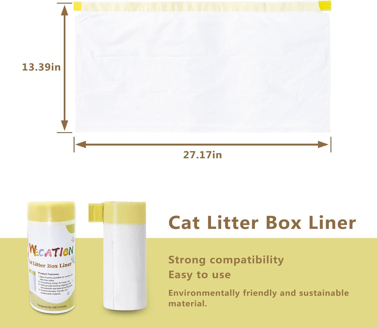 60 Count Cat Litter Box Liners, Only Compatible with Neakasa and PetPivot Self-cleaning Cat Litter Box