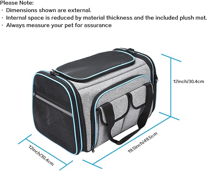 Airline Approved Pet Carrier, Large Soft Sided Pet Travel TSA Carrier 4 Sides - Image 3