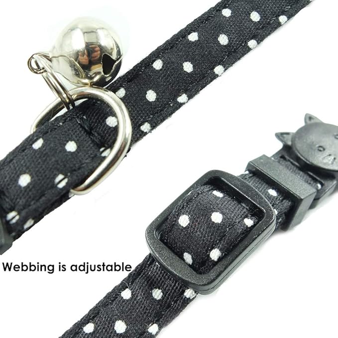 Cat Collar with Bell and Bow Tie, Breakaway Clasp Cute Dots Kitty Kitten Collar - Image 6