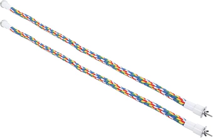 2PCS 60cm/23.6in Bird Rope Perch, 1.8cm Soft Cotton Parakeet Perches, Colorful - Image 7