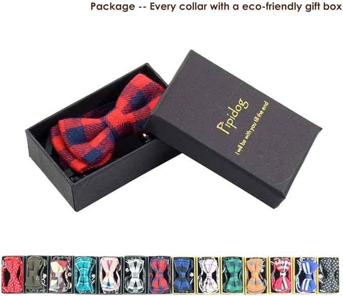 Cat Collar Breakaway with Bell and Bow Tie, Plaid Design Adjustable Safety - Image 2