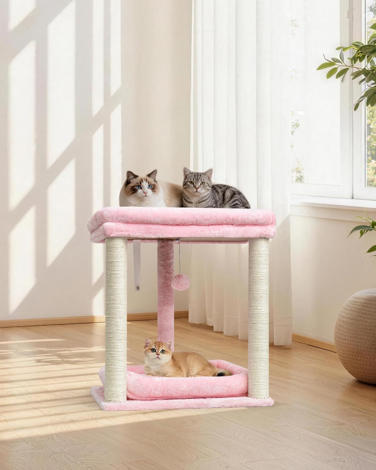 SYANDLVY Cat Tree with 2 Levels Perch Platforms for Indoor Cats Large Adult