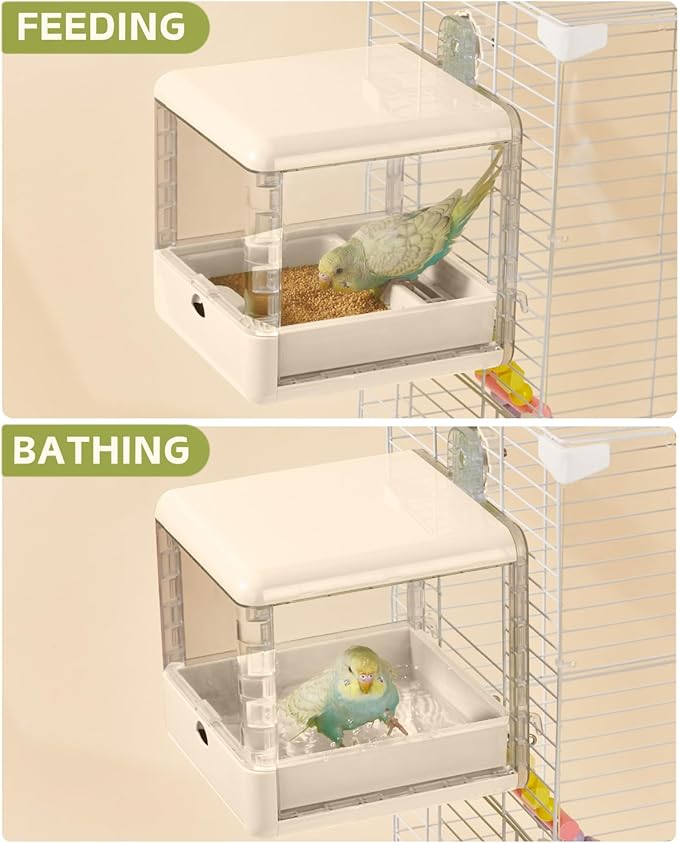 septillar Bird Feeder and Bath for Cage, Hanging Bird Bathtub Bath Shower Box - Image 4