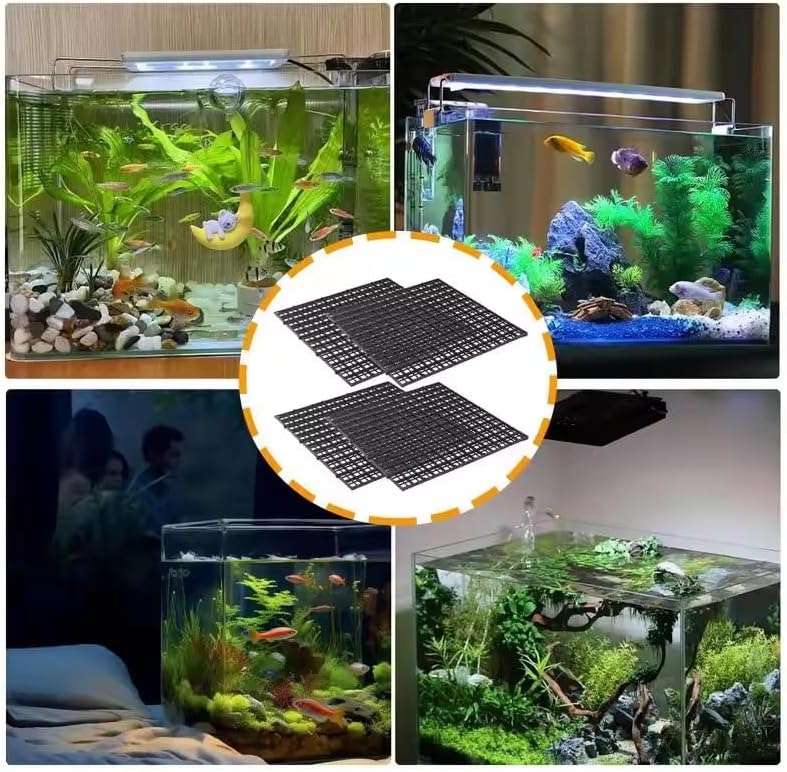 12 Pack 12inch（30cm） Square Aquarium Bottom Filter Mesh Partition Dividers Grid Plate Fish Tank Divider Plastic Egg Crate, Aquarium Filter Bottom Tray, Grid Isolation Board Partition