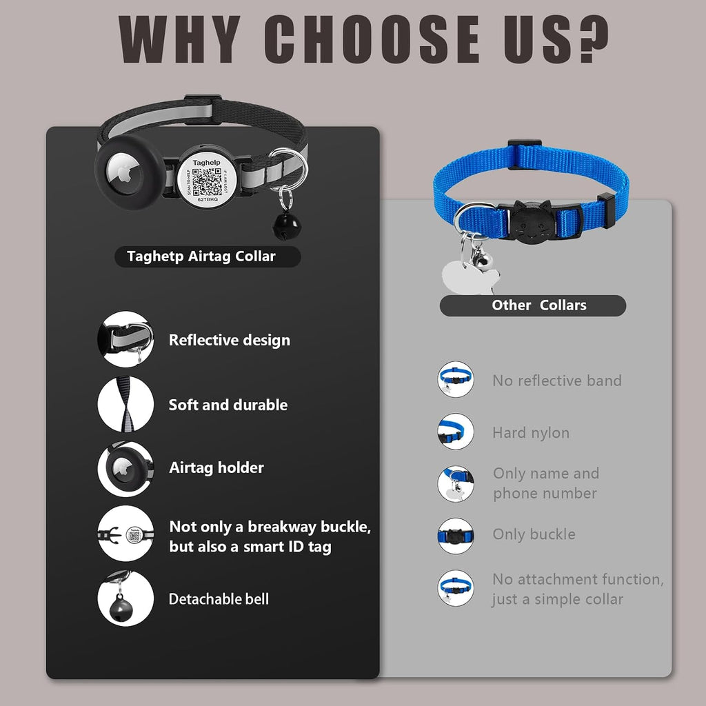 2 Pack Airtag Cat Collar,Reflective Breakaway with Smart QR Code,Orange