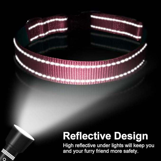 Reflective Dog Collar with Buckle Adjustable Safety Nylon Collars - Image 5