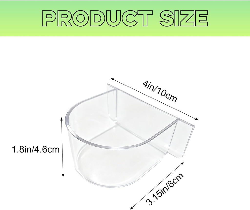 4 Pcs Clear Bird Cage Feeder Bird Cage Seed Water Feeder Cups