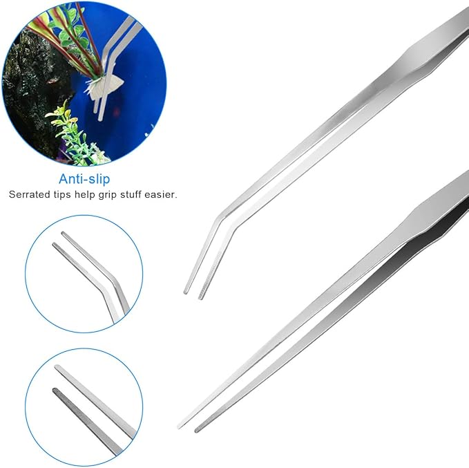 Extra Long Aquarium Aquascaping Tools Kit 8 in 1, Liveek Stainless Steel - Image 3