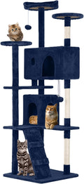FDW | 70" Cat Tree Tower | Navy Blue | Multi-Level Indoor Activity Center by FDW